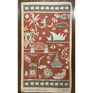 Vintage Australian Animals Linen Tea Towel Rodriquez 17 x 30.5 Inch